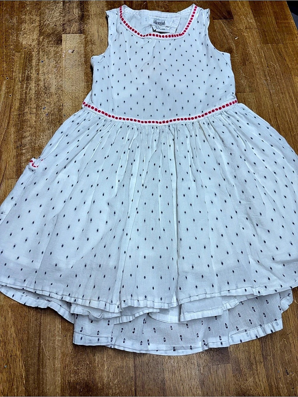 Lilly Wicket Girls White Polka Dot Dress Size 6